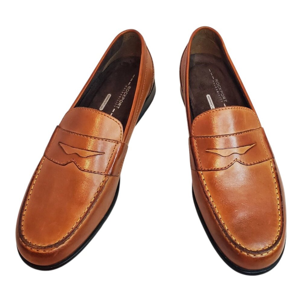 NEW Rockport SZ 11M Men's Classic Leather Penny Loafer Brown Dress Shoes